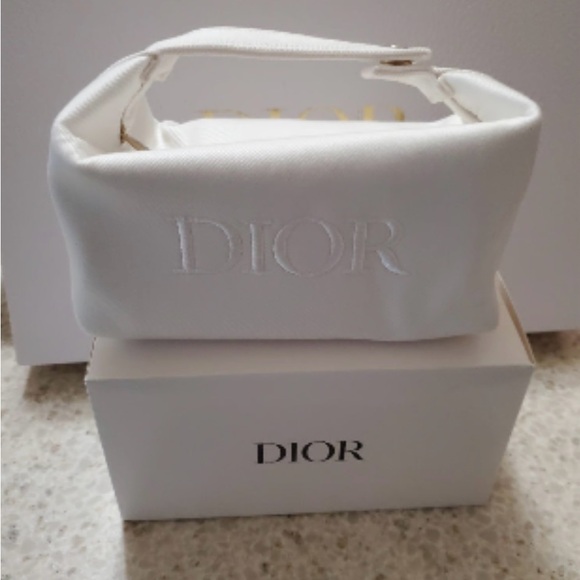 Dior White Mini Zipper Pouch & Handle - Picture 1 of 5